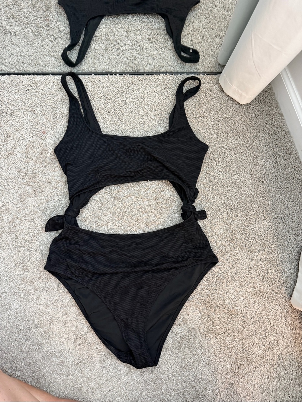 Aerie Black One-Piece Swimsuit with Side Tie